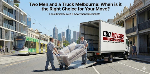 CBD Movers Two men and a truck Melbourne team loading apartment furniture.